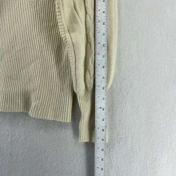 JOA Sweater Women's Sz Small Cream White Turtle Neck Cable Ribbed Knit Pullover - Picture 5 of 11